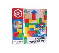 Jeu de construction HEROS Blocs en bois colorés 50 pièces FSC Noir, rouge, bleu