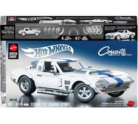 Mattel Brick Shop Hot Wheels Coffret de Construction Corvette Grand Sport, série Elite,918 pièces, pour Les collectionneurs, JGR31, Blanche