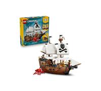 Jeu de construction LEGO Creator 3-en-1 31387 Bateau Pirate Mythique 3 modèles 5 mini-figurines Bleu
