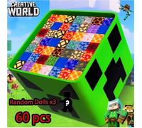 Jeu de construction magnétique 60 blocs avec figurines avec boîte de rangement - Coffret créatif pixel pour enfant