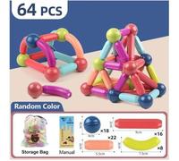 Jeu de construction magnétique 64 pièces,Jeu de boules et bâtons Jouets éducatifs pour enfants,Cadeaux de Noël,cadeaux de vacances