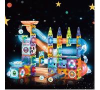 Jeu de construction magnétique - SWAPY - 144 pièces - LED intégrées - Circuit billes - Montessori - 5 ans et plus