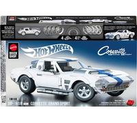 Mattel Brick Shop Hot Wheels Coffret de Construction Corvette Grand Sport, série Elite,918 pièces, pour Les collectionneurs, JGR31, Blanche