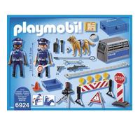 Jeu de construction - PLAYMOBIL 6924 - Barrage de Police - 2 policiers - Chien policier - Accessoires inclus