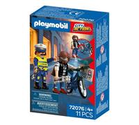 Playmobil Set City Action 72076 Kit de vol de vélo, policier et voleur, 11 pièces, dès 4 ans