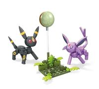 Mega Construx - Pokémon Noctali et Mentali - Coffret Figurines Articulées à Assembler - Brille dans le Noir - 122 Briques - 12 cm - Cadeau dès 6 ans, HGC21