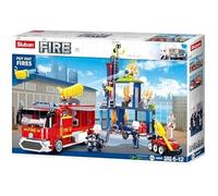 Pompiers Sluban M38-B0967 Grand Camion De Pompiers Avec Canon Et Robot Mobile