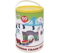 Jeu de construction - WDK GROUPE PARTNER - Baril Train Bois 60 Pièces - Multicolore - Intérieur - 3 ans