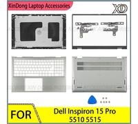 Jeu de coques en aluminium pour Inspiron 15 Pro 5510 5515, couverture arrière/lunette avant/repose-paume/boîtier inférieur/charnières-15.6 pouces Silvery ABCD Hinge
