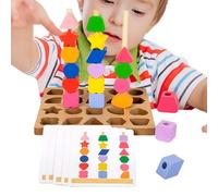 Jeu De Correspondance | Blocs De Séquençage Éducatifs - Jeu De Blocs En Bois À Formes Et Perles Pour Empiler Et Associer | Pour à Partir de 3 Ans Famille Maternelle École Garderie Voyage Vacances Noël
