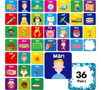 Jeu De Correspondance De Mots Cvc,72 Cartes De Mémoire De Mots Cvc Pour Enfants En Bas Âge,36 Paires De Cartes De Mémoire,Jouets Éducatifs Pour Les Garçons Et Les Filles D'âge Préscolaire