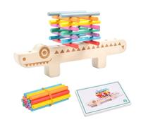 Jeu de Correspondance des Couleurs en Bois - Jouet d'apprentissage préscolaire, activité de tri montesori | Jouet en Forme de bâton en Bois de Crocodile avec des Blocs à empiler éducatifs et 55 Carte