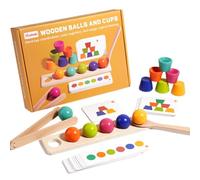 Jeu de correspondance des couleurs - Ensemble de balles de 15 cm, entraîneur de motricité fine, activité de tri de clip de perles | Jouet éducatif pour et filles à partir de 3 ans, amusant pour la