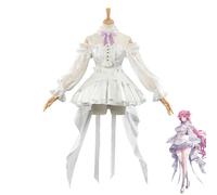 Jeu De Cosplay Set ， Superbe Robe Blanche à épaules Dénudées Avec Des Volants Délicats Et Un Arc De Cou Violet Pour Les Inconvénients D'anime, Des événements De Cosplay Et Des Fans(Size:l,Color:blanc)