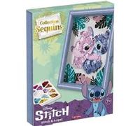 Lansay - COLLECTION SEQUINS - Stitch & Angel - Kit Créatif Enfants dès 7 Ans - Cadre à Sequins à Poser ou Accrocher - Activité Manuelle Ludiques - Loisirs Créatifs - Créer un Tableau Etincelant