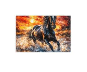 Jeu de Création et Logique pour Enfants - à Partir de 14 Ans et Plus - Puzzle CollectionCheval Noir au Galop 26x38cm