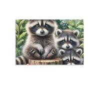 Jeu de Création et Logique pour Enfants - à Partir de 14 Ans et Plus - Puzzle Collectionune Adorable Famille de ratons laveurs 38x52cm
