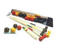 Jeu de croquet - 4 joueurs - Marteaux 80 cm - Boules en bois - Sac de rangement inclus