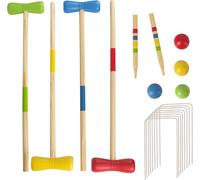 WOODENFUN Jeu de croquet en bois pour 4 joueurs, enfants, adultes, extérieur, jeu de croquet amusant pour garçons et filles à partir de 3 ans