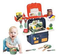 Jeu de cuisine pour enfants en bas âge, jeu de cuisine pour enfants - Toy Kitchen feindre la nourriture sac à dos de jouets, jeu de cuisine portable réaliste pour les jeunes enfants de plus de 3 ans