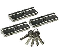 Jeu de cylindres de serrure 3x 80mm (40+40mm) avec 5 clés