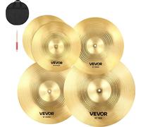 Jeu de cymbales VEVOR 4 pièces, cymbales en alliage, y compris charleston 355 mm, crash 400 mm, crash 455 mm, cymbales ride 505 mm, baguettes de batterie et sac pour cymbales, kit de cymbales pour bat
