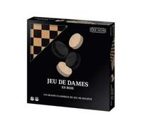Jeu de Dames en Bois Traditionnel, Serie Noire Luxe - Plateau Damier 29x29cm - strategie, Classique - Jeu Societe - Set Famille + Carte