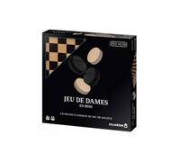 Jeu de Dames en bois Traditionnel, Serie Noire Luxe - Plateau Damier 29x29cm - Strategie, Classique - Jeu societe - Set Famille + C