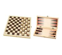 Jeu de dames et de backgammon - HOT - Hot Games - Mallette en bois - Pièces en bois - 29 x 14,5 x 4,5 cm