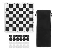 Jeu de Dames Pliables, échiquier Pliable avec Sac de Rangement, Jeu de société Portable pour Adultes, Voyage en Famille, intérieur et extérieur, Noir et Blanc, 24 x 24 cm