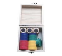 Jeu de dés centré gauche et droit, jeux de dés de voyage portables, 3 dés en bois et 48 jetons dans une boîte en bois, facile à ranger et à transporter pour la famille et les amis