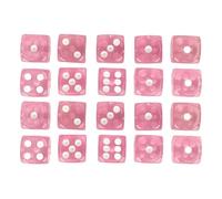Jeu de dés, Couleurs translucides, Coins arrondis, Jeux de société, enseignement des mathématiques, 20 pièces (Rose avec des Taches Blanches)