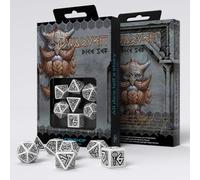 Jeu De Dés D&D 7 Dés RPG Blanc Et Noir Des Nains Q-Workshop