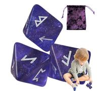 Jeu de dés de runes, dés polyédriques | Dés de prédiction d'apprentissage de l'astrologie à 8 faces pour adultes, jeu de dés polyédriques en résine rune avec sac à cordon, plateau de table
