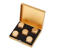 Jeu de Dés de Table 5 Pièces, 6 Faces dés,Jeux de Table dés,de Poker de de en Alliage D'aluminium avec Boîte de Rangement pour de Poker Rond de société fête Cubes numériques Pratique(Or)