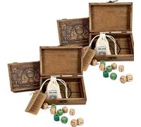 Jeu de dés divinatoires arcaniques - Dés oracles en Bois gravés pour rituels Tarot et tirage Runes, amplificateur d'intuition Artisanal avec Coffret sacré teinté Main, Astrologie spirituelle (2pc)