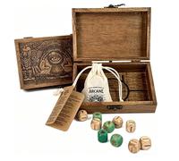 Jeu de dés divinatoires arcaniques - Dés oracles en Bois gravés pour rituels Tarot et tirage Runes, amplificateur d'intuition Artisanal avec Coffret sacré teinté Main, Astrologie spirituelle (1pc)