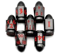 Jeu de Dés DND Dés de Donjons et Dragons, ZHOORQI Bullet Metal Dice Set, 7Pcs/Set Dés Polyédriques D&D pour Jeux de Rôle（7-Black Red）