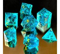 Jeu de dés DND non peints à bords tranchants avec feuille dorée, 7 dés polyédriques à bords rasoirs, faits à la main, pour jeux de rôle