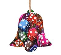 Jeu de dés en forme de cloche de Noël en bois naturel avec finition brunie artisanale, 4 formes festives et 1/2/4/6 options de lot multiple