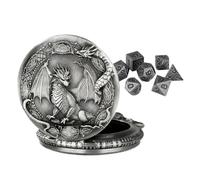 Jeu de dés en métal - Jouets polyédriques en métal | 7 Pièces Dés RPG avec Étui de Poche - Accessoires de de Rôle pour Joueurs Débutants Jeux de Société Fêtes Outil de Jeu de Voyage à Domicile Por