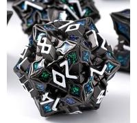 Jeu de dés en métal pour DND - Série Spire Sanctum - Jeu de dés polyédriques pour D&D, RPG et plus encore - Rouleaux équilibrés - Magnifique ensemble de 7 pièces pour Donjons et Dragons (noir mat vert