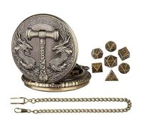 Jeu de dés - Jùego Dè __PLACEHOLDER_BRAND_15__ àdos Dèèèèèe D´´e Metal Polyédrique | Dë Coquillage - Montre - Poche, Dés Pòliédriques - Dèèèè Mètal Dèè´ Dragon avec Càja Rèloj D´è Bòlsillo Vintage