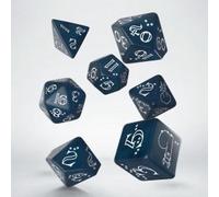 Jeu de dés lama scintillant (bleu foncé et blanc scintillants)