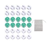 Jeu de dés numériques 30 pièces 6 Faces en Plastique Blanc Vert 16 mm dés à Fractions pour Jeux de société enseignement des mathématiques Apprentissage activités éducatives