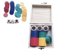 Jeu de dés pour droite et gauche au milieu, 3 dés et 48 jetons dans une boîte en bois, jeu de dés amusant pour la gauche et la droite au centre pour les jeux de fête