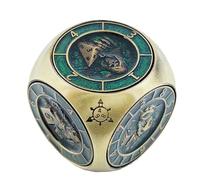Jeu de dés rotatifs 7 en 1 pour DND, dés cubiques arrondis en métal avec relief 3D pour Donjons et Dragons, cadeau avec boîte, dés polyédriques pour jeu de rôle fantaisie D&D, bronze + vert