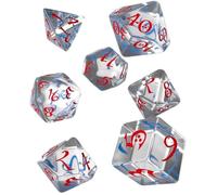 Jeu de dés RPG elfique transparent - Q WORKSHOP - Set de 7 dés - Style elfique - Translucide rouge