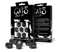 Jeu De Dés Waffle Cat Q-Workshop 7 Pièces Noir Scintillant RPG Polyédrique