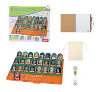 Jeu de deviner l'identité pour enfants et adultes, jeu de questions « Oui / Non » 2 joueurs, plateau avec personnages + horloge de sable + carnet avec stylo + sac en coton, cadeau familial